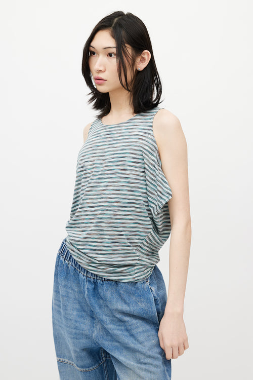 MM6 Maison Margiela Green 
Multicolour Striped Top