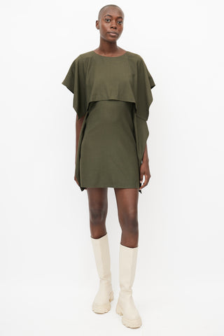 MM6 Maison Margiela Green Wool Tunic Dress