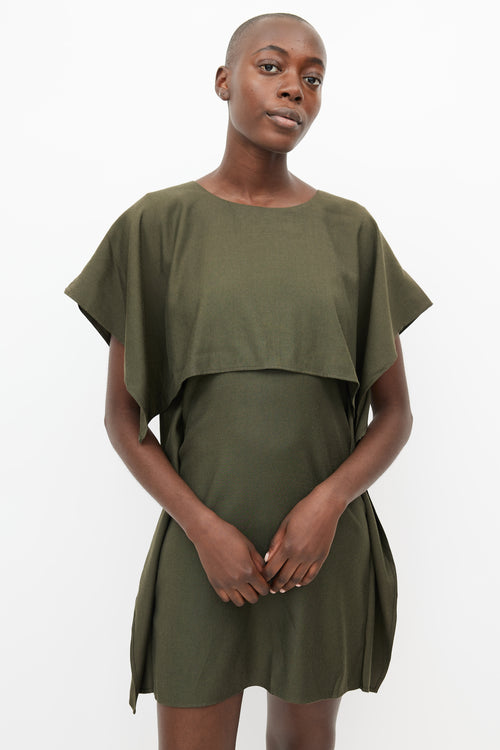 MM6 Maison Margiela Green Wool Tunic Dress