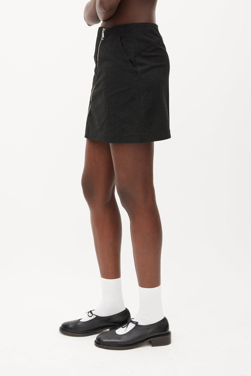 MM6 Maison Margiela Grey Asymmetrical Zip Skirt