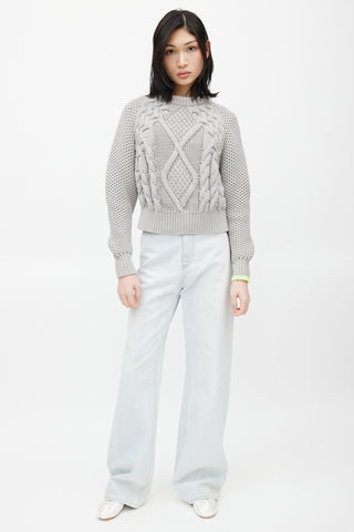 MM6 Maison Margiela Grey Cable Knit Sweater