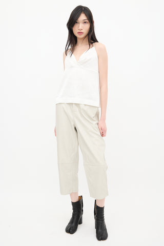 MM6 Maison Margiela Grey Faux Leather Cropped Trouser