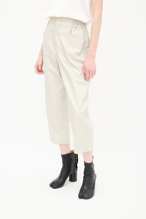 MM6 Maison Margiela Grey Faux Leather Cropped Trouser