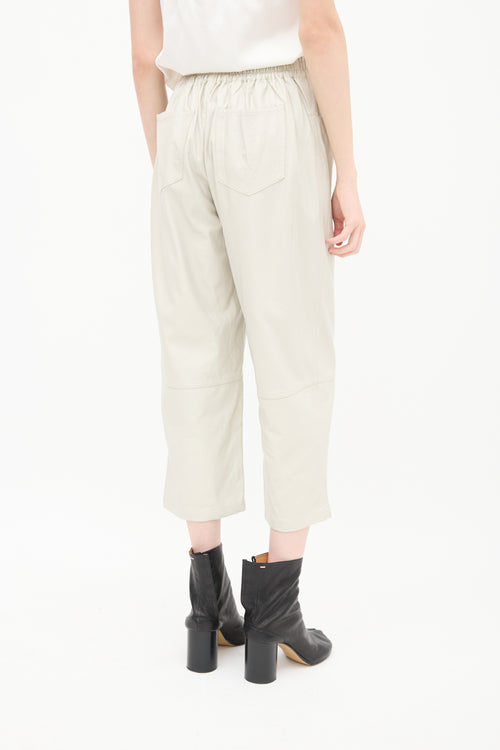 MM6 Maison Margiela Grey Faux Leather Cropped Trouser