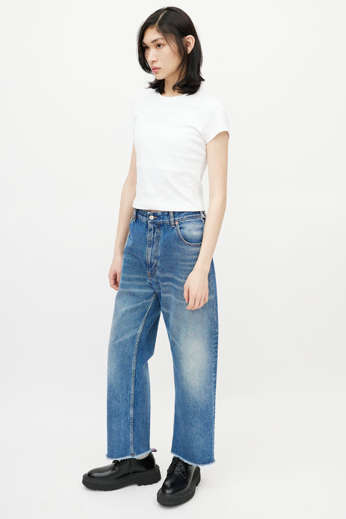 MM6 Maison Margiela Mid Wash Distressed Wide Leg Jeans