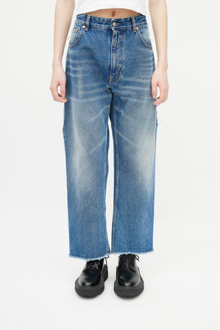 MM6 Maison Margiela Mid Wash Distressed Wide Leg Jeans