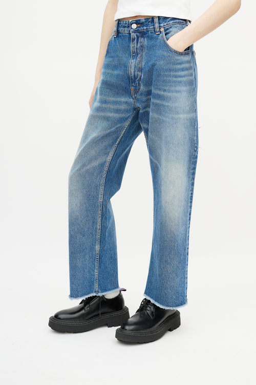 MM6 Maison Margiela Mid Wash Distressed Wide Leg Jeans