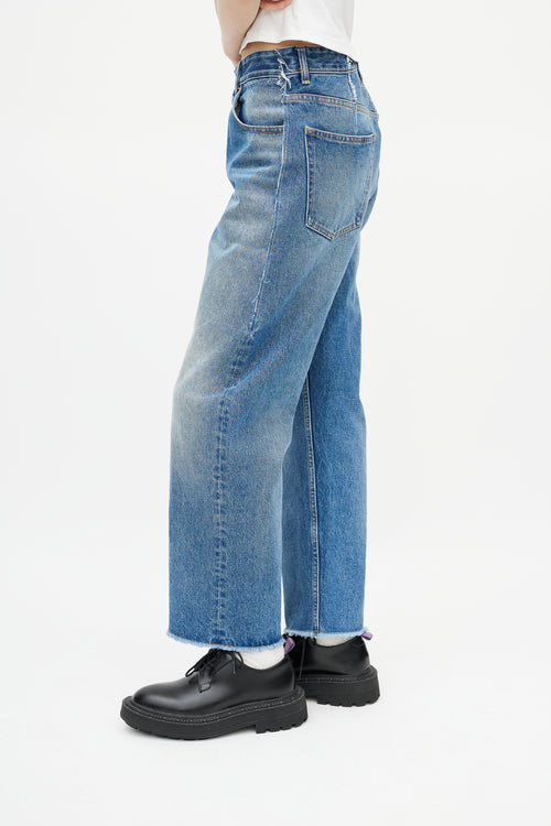 MM6 Maison Margiela Mid Wash Distressed Wide Leg Jeans