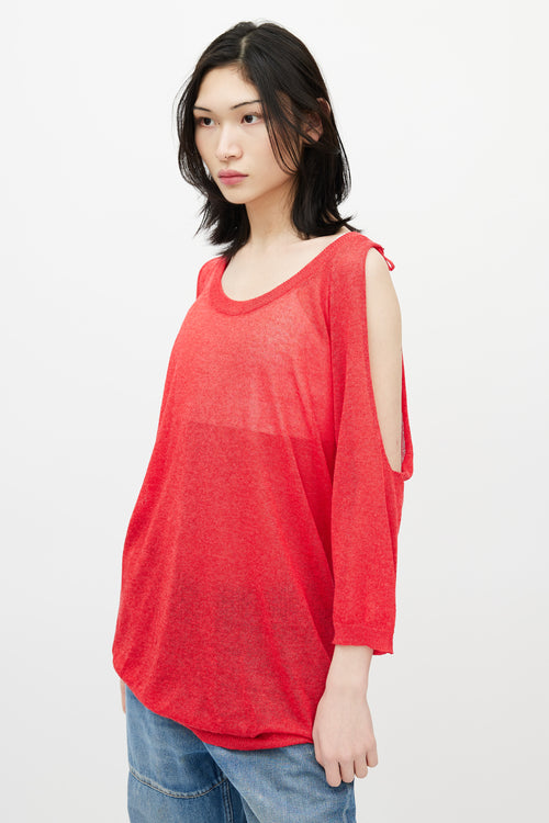 MM6 Maison Margiela Red Off The Shoulder Cut Out Sweater