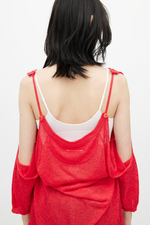 MM6 Maison Margiela Red Off The Shoulder Cut Out Sweater