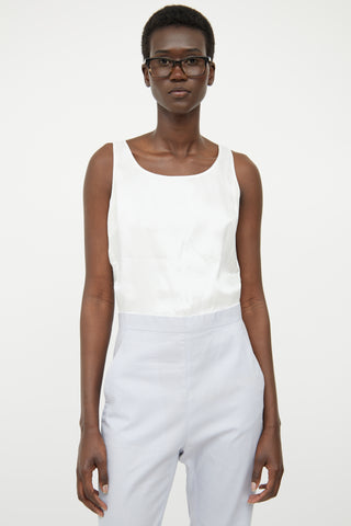 MM6 Maison Margiela White 
Blue Sleeveless Jumpsuit