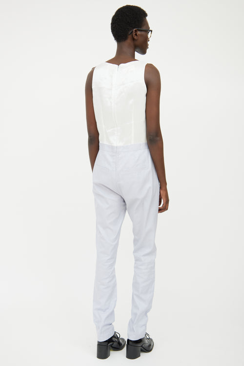 MM6 Maison Margiela White 
Blue Sleeveless Jumpsuit