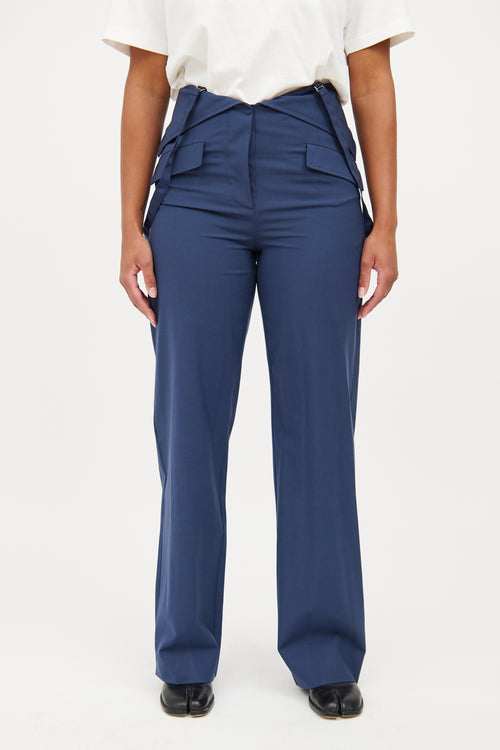 Maison Margiela Blue Suspender Pants