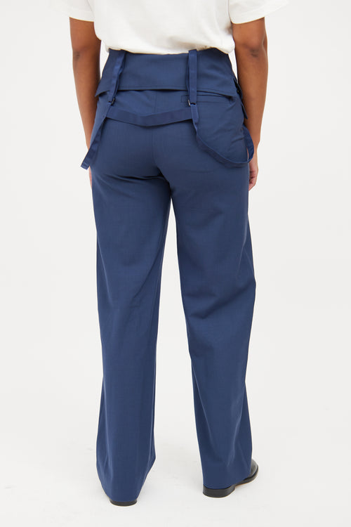 Maison Margiela Blue Suspender Pants