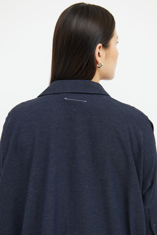 MM6 Maison Margiela Navy Button 3/4 Sleeve Top