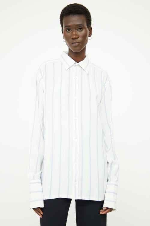 MM6 Maison Margiela White 
Blue Stripe Shirt