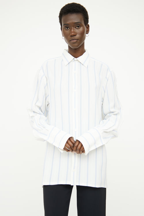 MM6 Maison Margiela White 
Blue Stripe Shirt