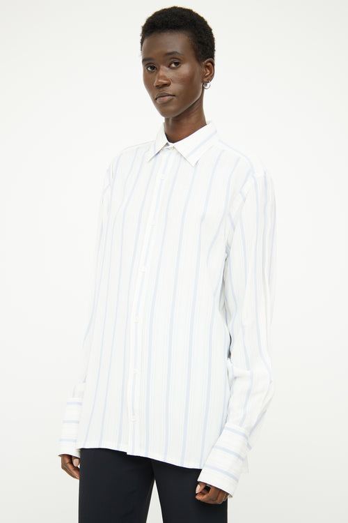 MM6 Maison Margiela White 
Blue Stripe Shirt