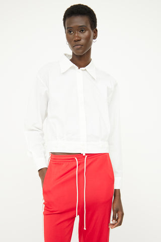 MM6 Maison Margiela White Cropped Button Detail Top