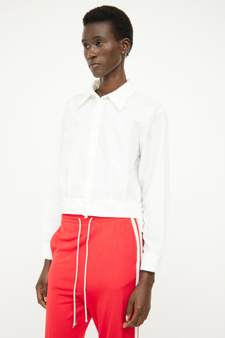 MM6 Maison Margiela White Cropped Button Detail Top