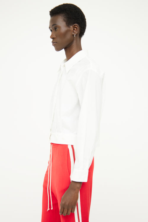 MM6 Maison Margiela White Cropped Button Detail Top