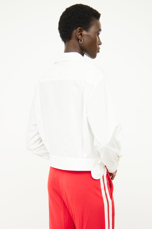 MM6 Maison Margiela White Cropped Button Detail Top