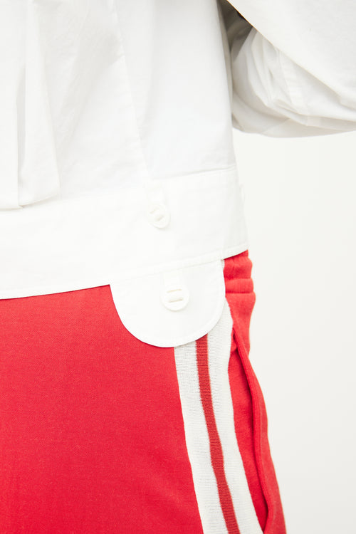 MM6 Maison Margiela White Cropped Button Detail Top