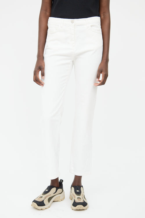 MM6 Maison Margiela Cream Mid Rise Straight Leg Pant