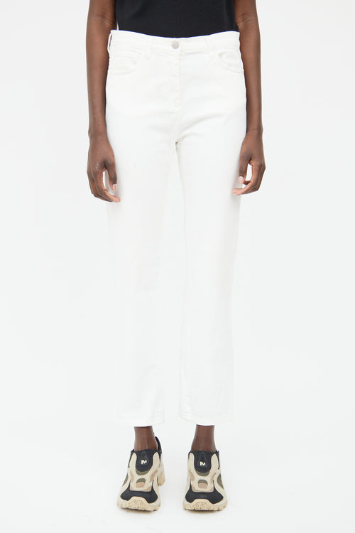 MM6 Maison Margiela Cream Mid Rise Straight Leg Pant