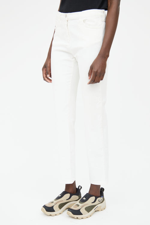 MM6 Maison Margiela Cream Mid Rise Straight Leg Pant