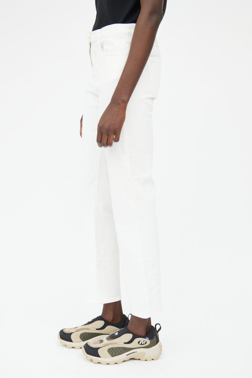 MM6 Maison Margiela Cream Mid Rise Straight Leg Pant