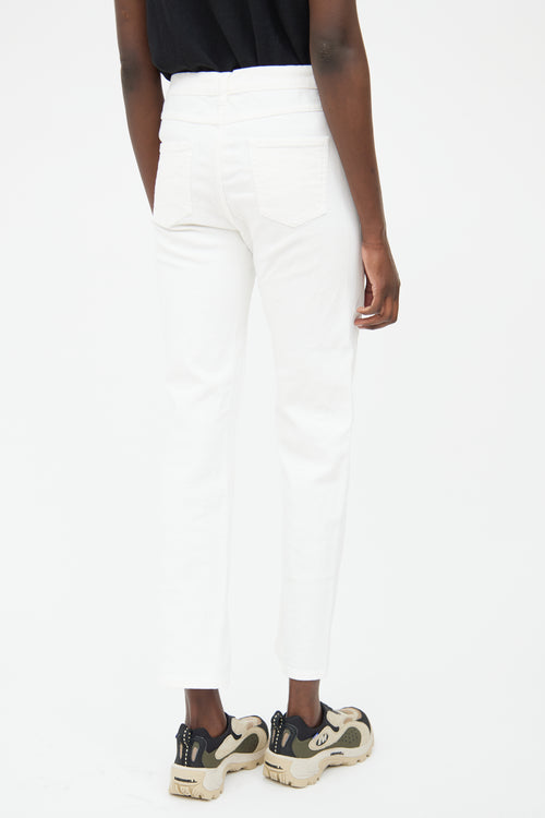 MM6 Maison Margiela Cream Mid Rise Straight Leg Pant