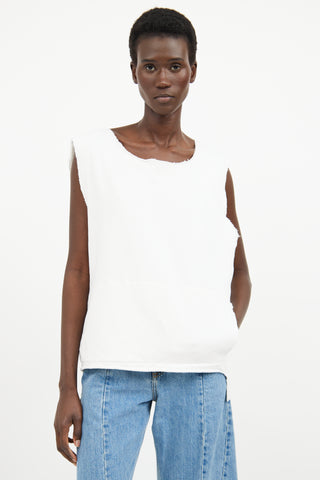 MM6 Maison Margiela White Raw Hem Short Sleeve Top