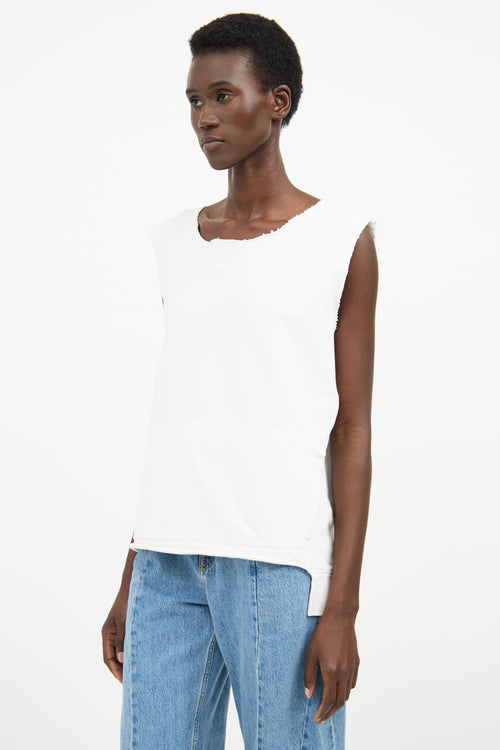 MM6 Maison Margiela White Raw Hem Short Sleeve Top