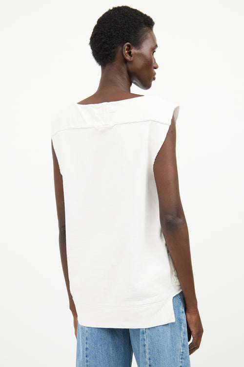 MM6 Maison Margiela White Raw Hem Short Sleeve Top