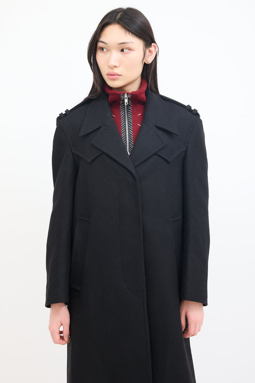 MM6 Maison Margiela Black Wool Trench Coat