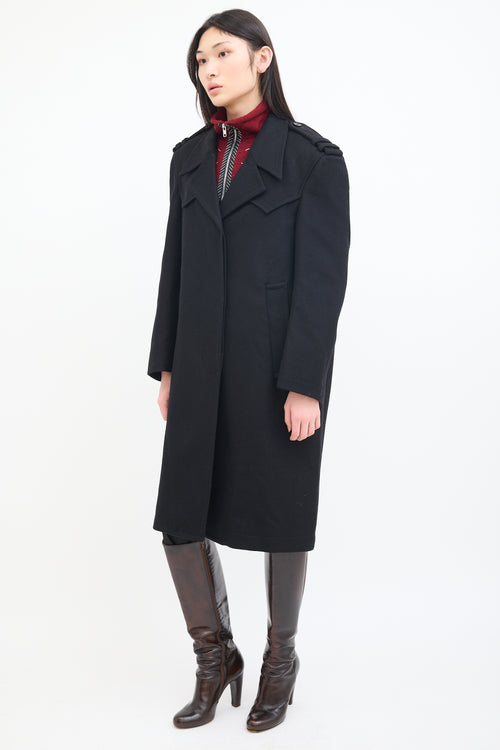 MM6 Maison Margiela Black Wool Trench Coat