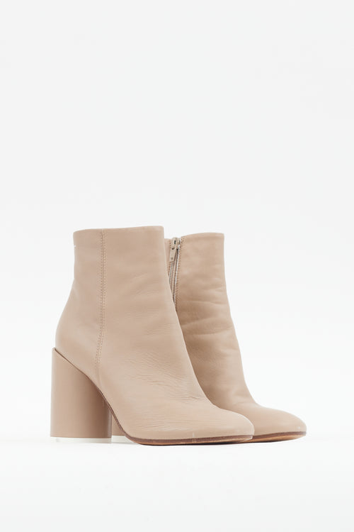 MM6 Maison Margiela Beige Cylinder Heel Boot