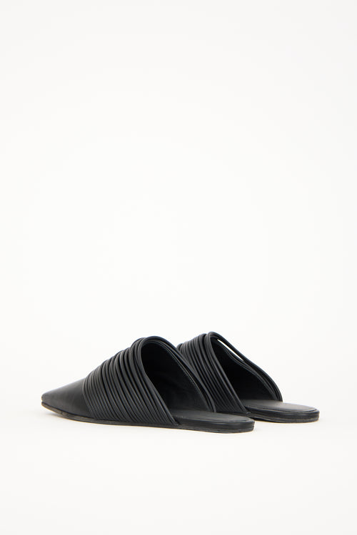 MM6 Maison Margiela Black Leather Strappy Panel Mule