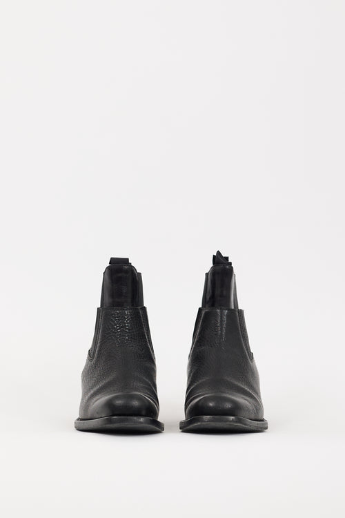 MM6 Maison Margiela Black Leather Layered Chelsea Ankle Boot