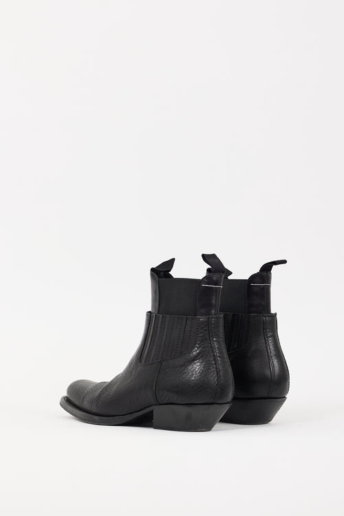 MM6 Maison Margiela Black Leather Layered Chelsea Ankle Boot