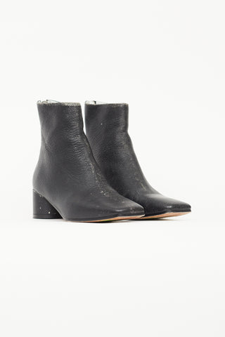 MM6 Maison Margiela Black Distressed Leather Ankle Boot