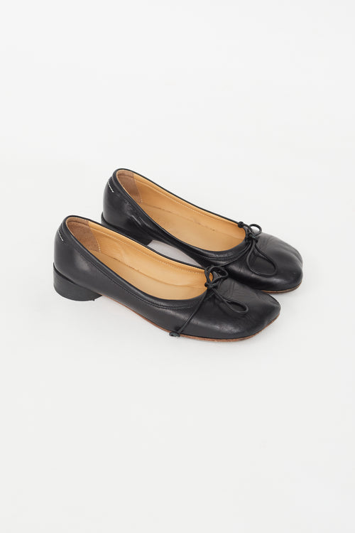 MM6 Maison Margiela Black Leather Anatomical Ballet Flat