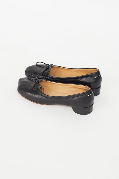 MM6 Maison Margiela Black Leather Anatomical Ballet Flat