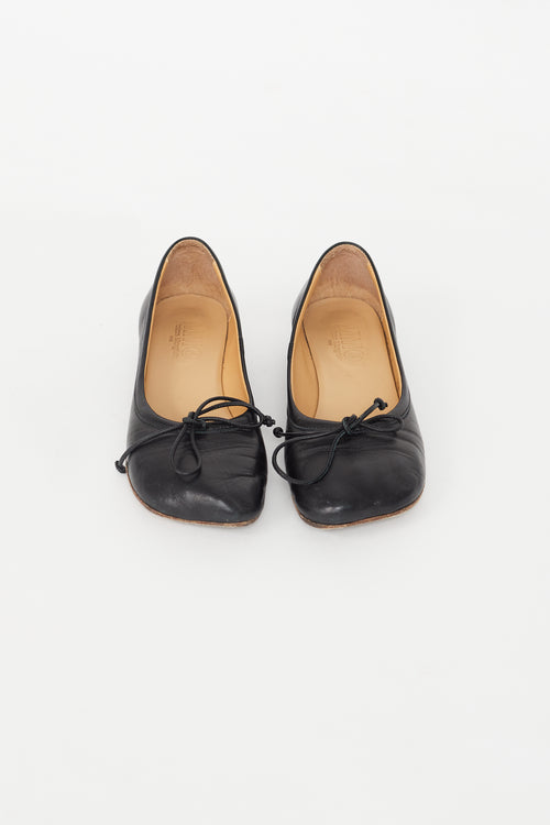 MM6 Maison Margiela Black Leather Anatomical Ballet Flat