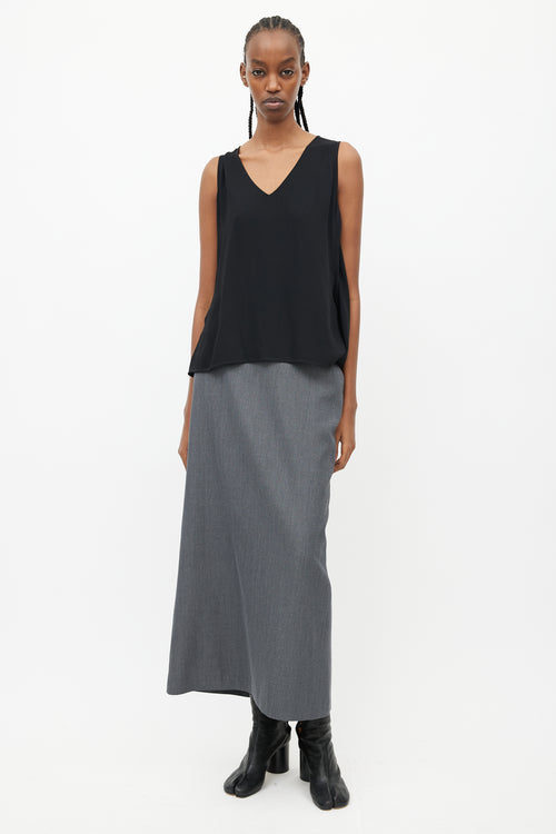 MM6 Maison Margiela Black Sleeveless Drape Blouse