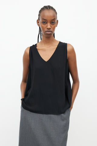 MM6 Maison Margiela Black Sleeveless Drape Blouse