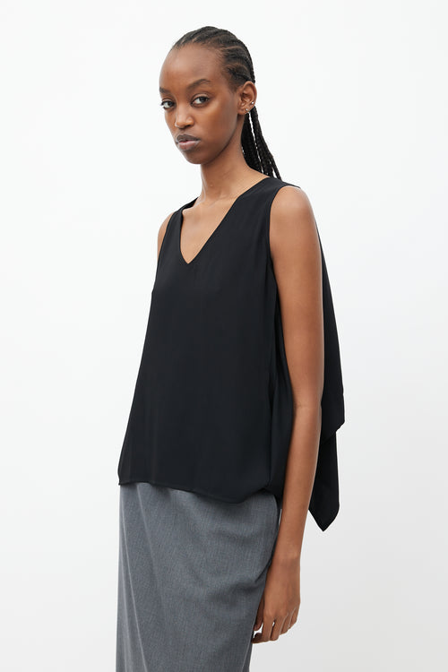 MM6 Maison Margiela Black Sleeveless Drape Blouse