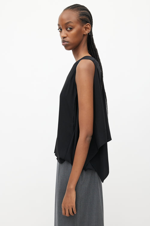 MM6 Maison Margiela Black Sleeveless Drape Blouse