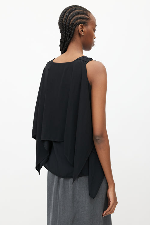 MM6 Maison Margiela Black Sleeveless Drape Blouse